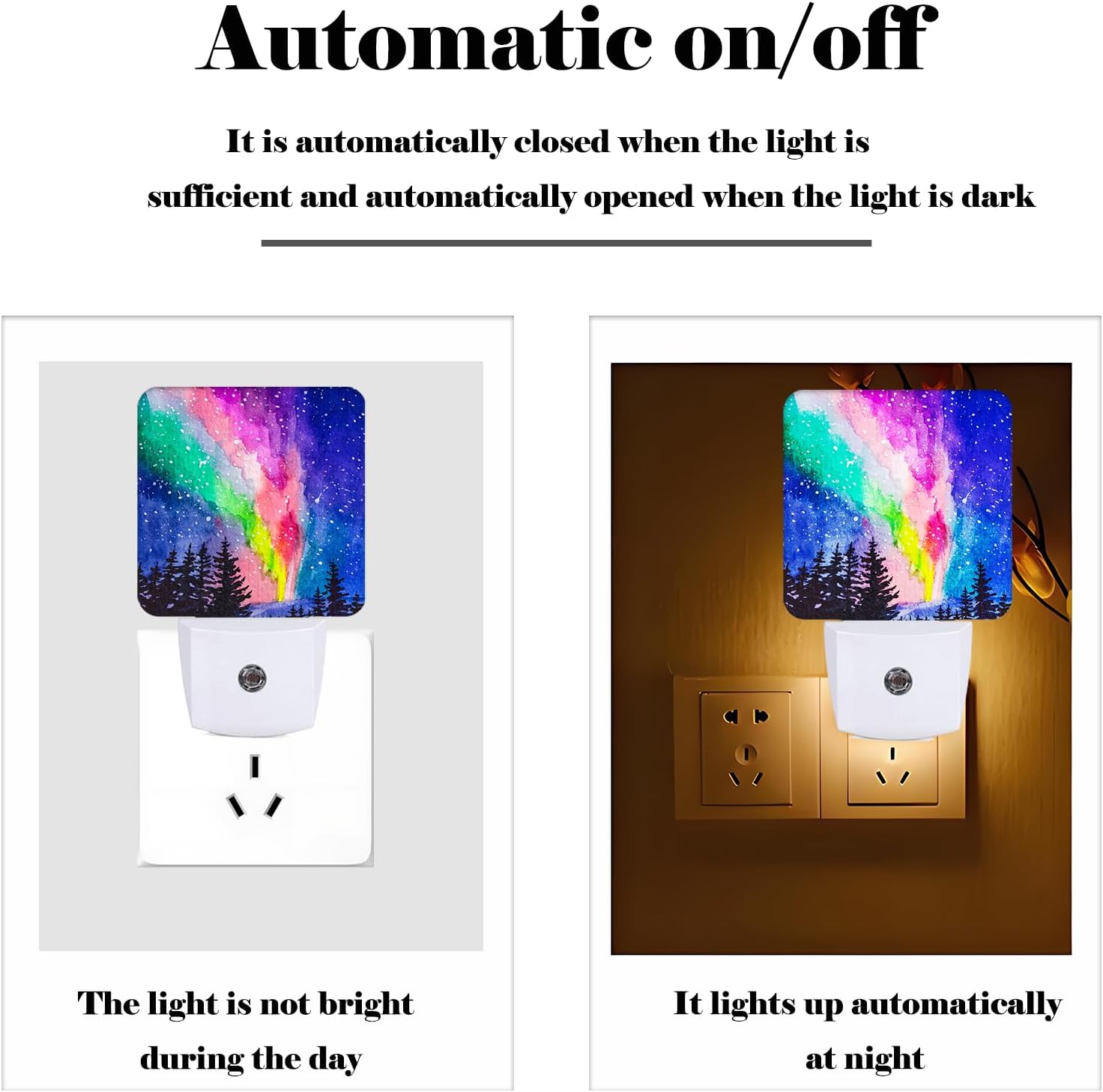 Northern Lights Night Light, Plug-in Nightlights Auto Sensor Night Lamp Dusk to Dawn Lamp Home Decor for Nursery Children Girls Boys