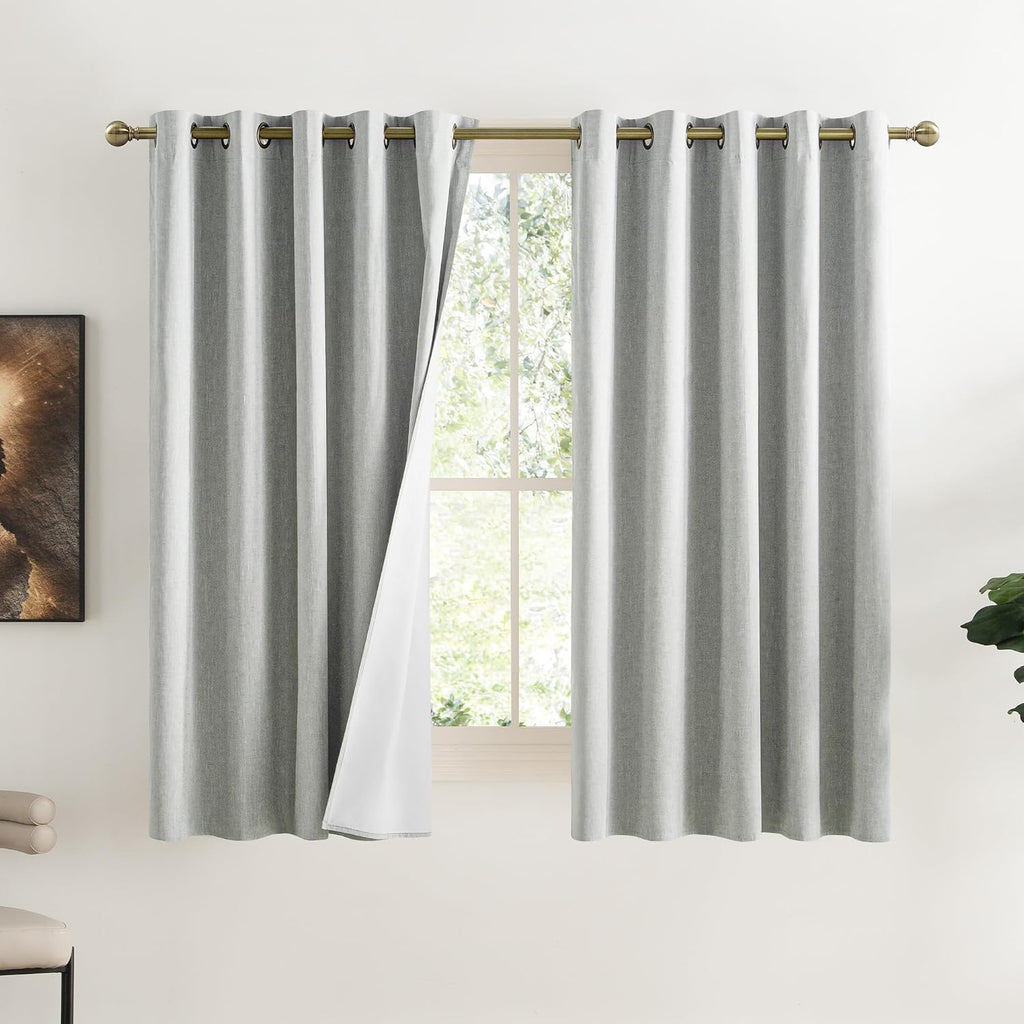 NICETOWN Grey Full Shade Curtain Panels, 62 x 63 inch, Pair of Energy Smart & Noise Blocking Out Blackout Drapes for Dining Room Window…