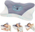 DumosLifestyle DUMOS Cervical Neck Pillow, Cooling Ergonomic Memory Foam Pillows for Neck with Breathable Pillowcase, Dual Height Orthopedi…