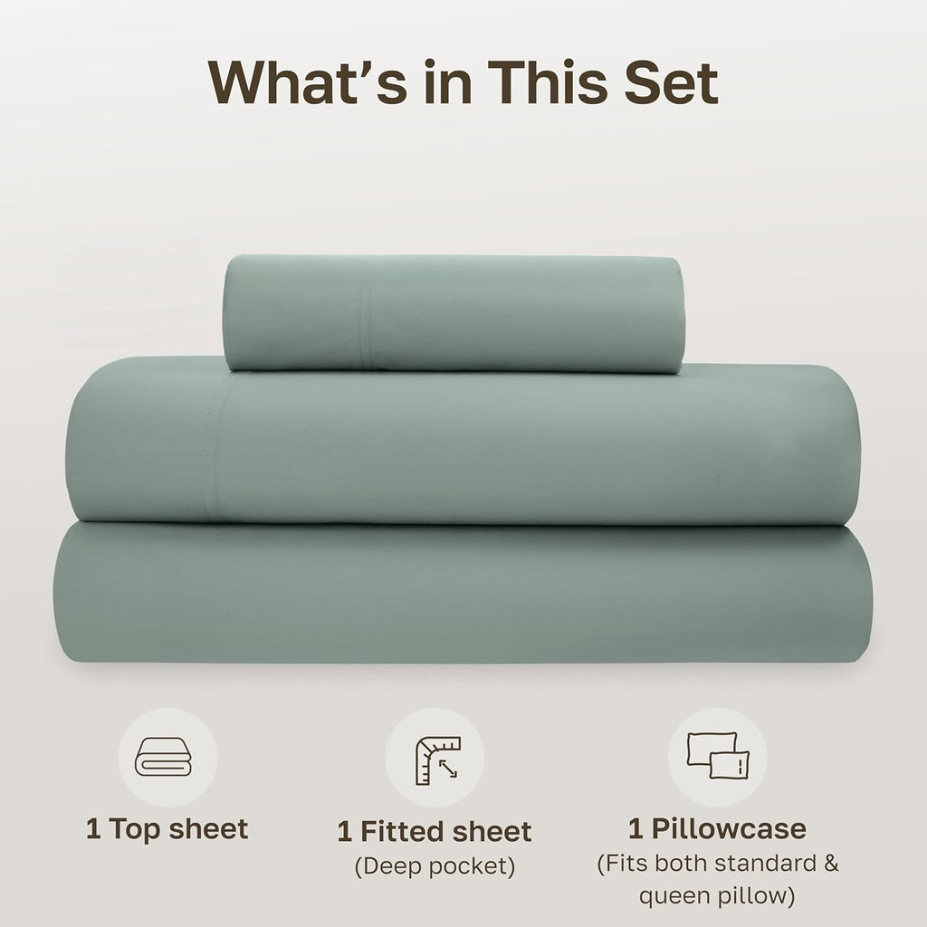 CaliforniaDesignDen California Design Den Twin Bed Sheets Set - Soft 100% Organic Cotton Percale Sheets, Crisp and Cool, Deep Pockets with…