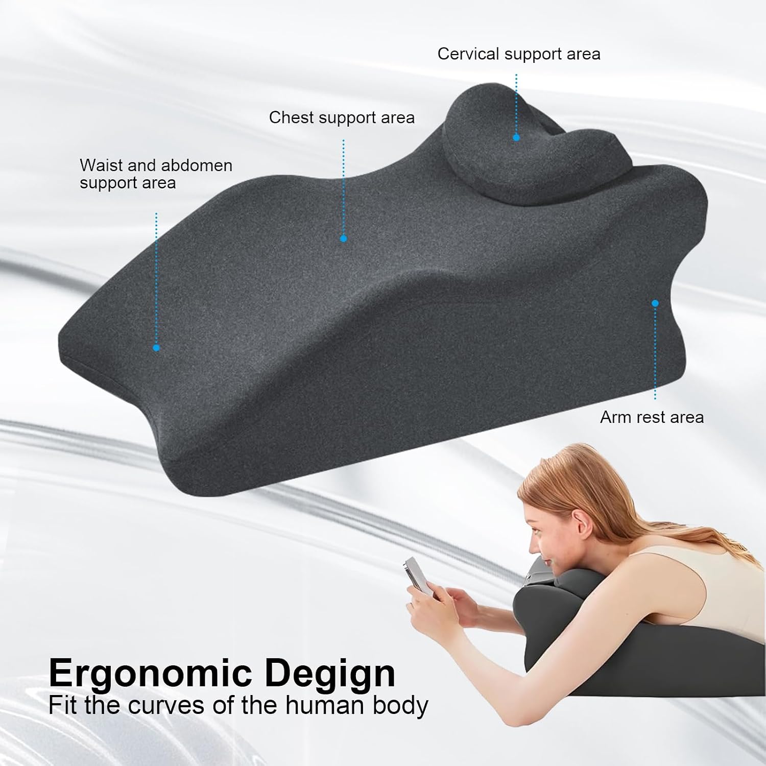 YSOGTDE Memory Foam Wedge Pillow for Sleeping, Reading and Back Support, Intimacy Pillow Ergonomic Bed Pillow for Acid Reflux, Back…