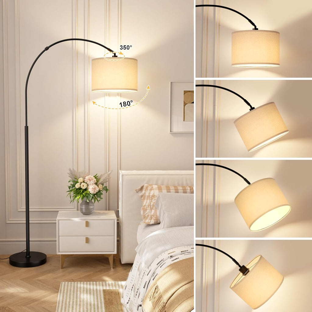 Ambimall 70 Dimmable Arc Floor Lamp with Remote, Color Temperatures and Brightness Adjustable, Arched Floor Lamp with Rotating Head, Over…