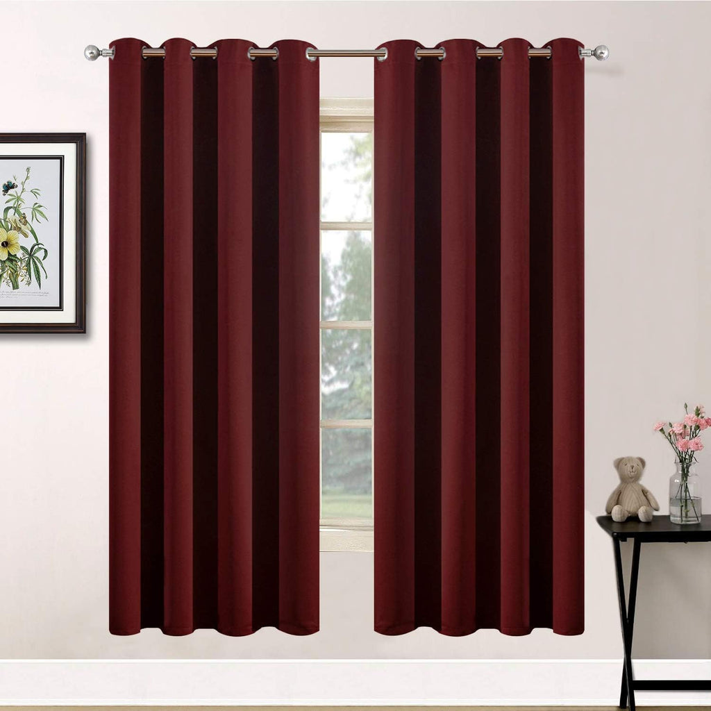 Yakamok Room Darkening Curtains 63 Inches Long Blackout Curtains Thermal Insulated Drapes with Grommets Top Window Treament Curtain for…
