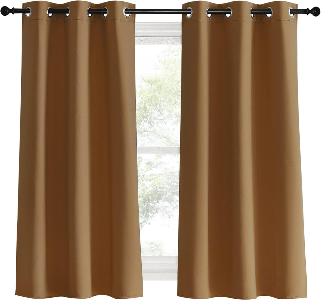 NICETOWN Kitchen Curtain Panels Blackout Draperies, Gold Brown, 1 Pair, 34 by 60-Inch, Thermal Insulated Solid Grommet Blackout…