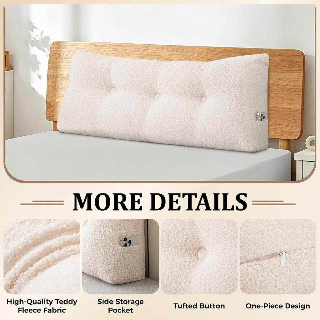 Wedge Headboard Pillows for Sitting Up in Bed Large Teddy Fleece Bolster Cushion Daybed Pillow Lumbar Support Leg Positioning…