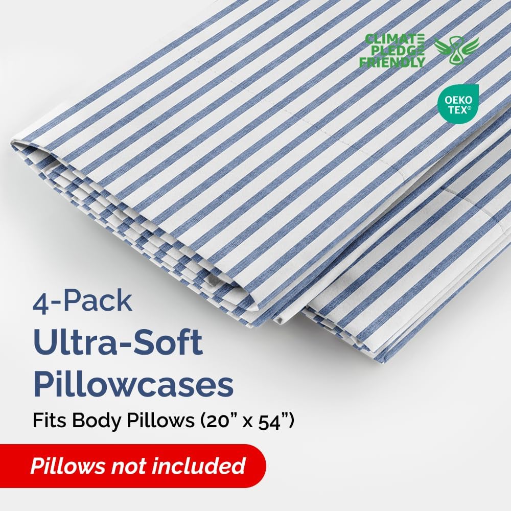Body Pillowcases Set of 4-20x54 Long Body Pillow Case - Soft Body Pillow Cover for Sleeping & Side Sleepers - Comfy Breathable & Fade…