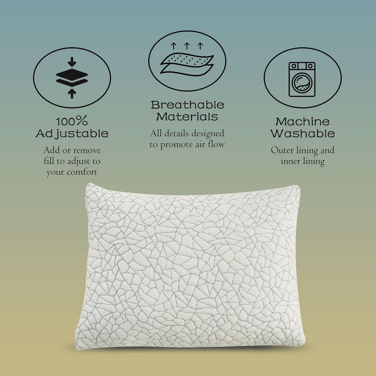 Shredded Memory Foam Pillow for Sleeping, Cooling Bed Pillows King Size, Adjustable Soft and Firm Pillows or Side, Back, Stomach Sleepers…