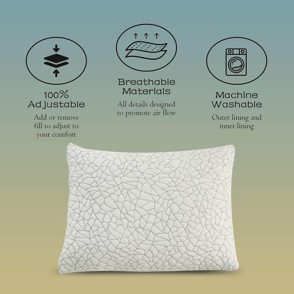 Shredded Memory Foam Pillow for Sleeping, Cooling Full Body Pillows for Adults, Adjustable Soft and Firm Pillows or Side, Back, Stomach…