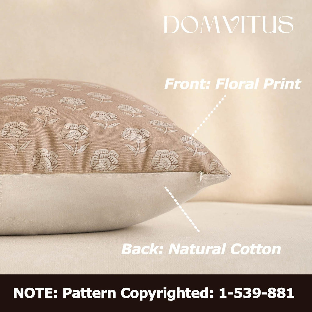 Domvitus Floral Pillow Covers 18x18 Throw Pillow Covers Decorative Farmhouse Block Floral Print Vintage Pillow Cover for Living Room Couch…