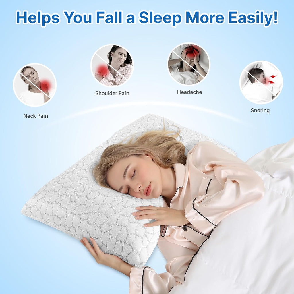 Memory Foam Pillows, Bed Pillow for Side, Back and Stomach Sleepers, Neck Pillow for Sleeping with Removable and Machine Washable Cover…