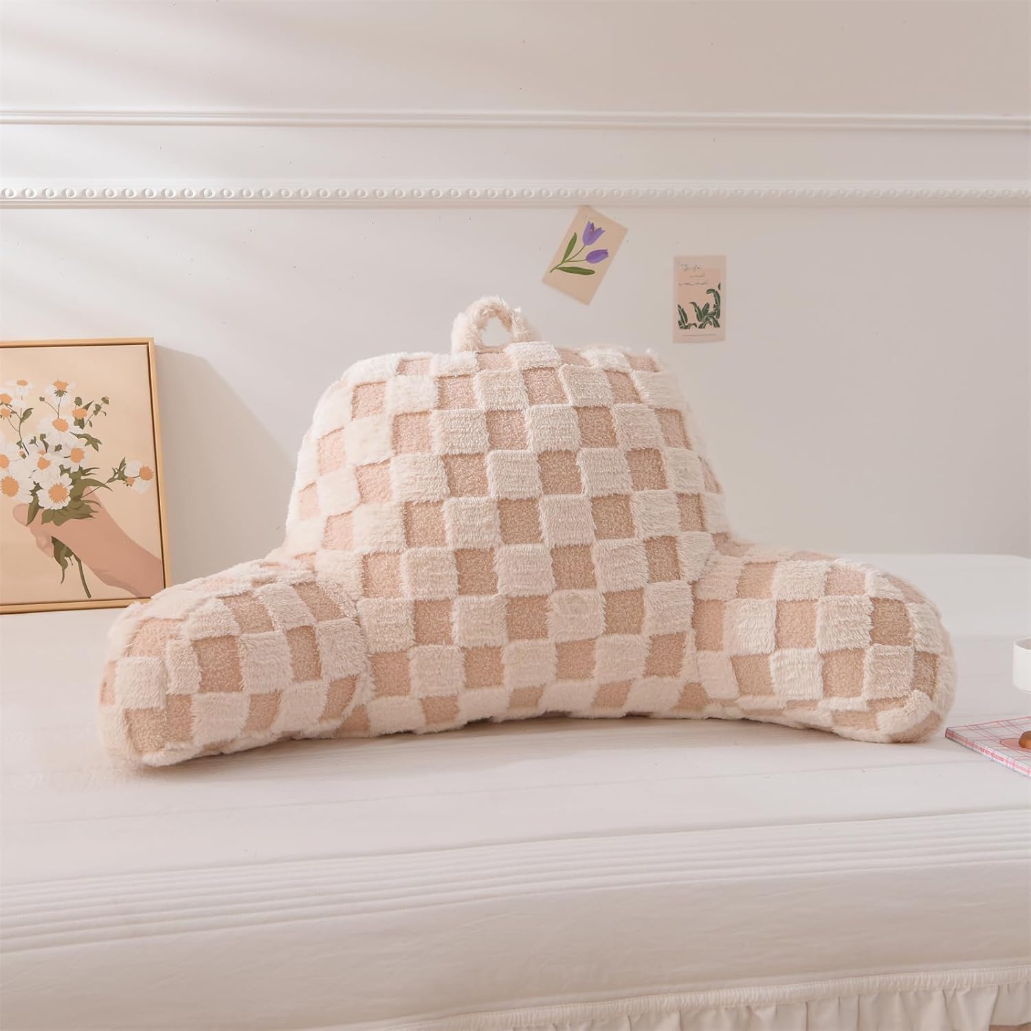 Aimuan Reading Pillow Checkered Bed Rest Wedge Backrest Checkerboard Pillow with Arms Back Support for Sitting Up in Bed Cushion Incline…