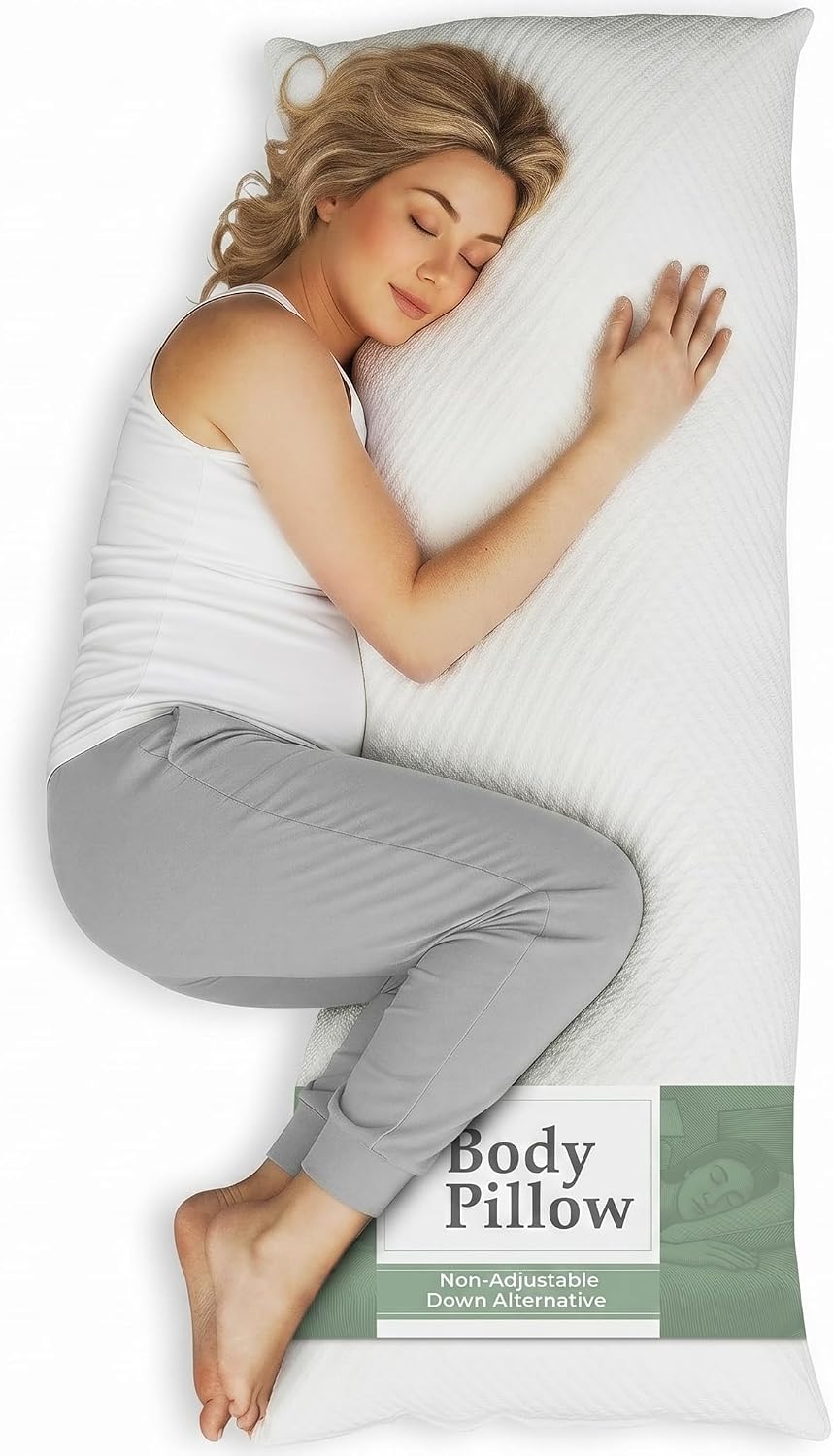 Snuggle-Pedic Body Pillow for Adults, Cozy Comfort Down Alternative Pregnancy Pillows - Soft, Supportive, Breathable Side Sleepers…