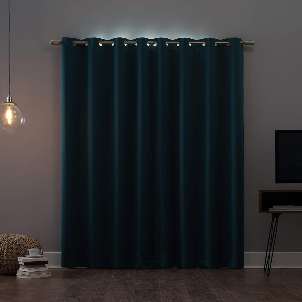Sun Zero Nordic Theater Grade Extreme 100% Blackout Grommet Curtain Single Panel, 52" x 95", Teal