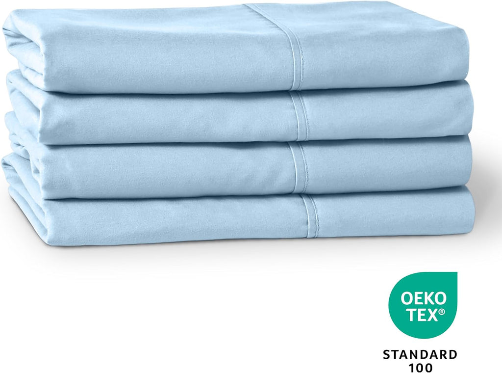 BareHome Bare Home Microfiber Bulk Pillow Cases - Standard/Queen Size Set of 4 - Cooling Pillowcases - Double Brushed - Light Blue Pillowca…