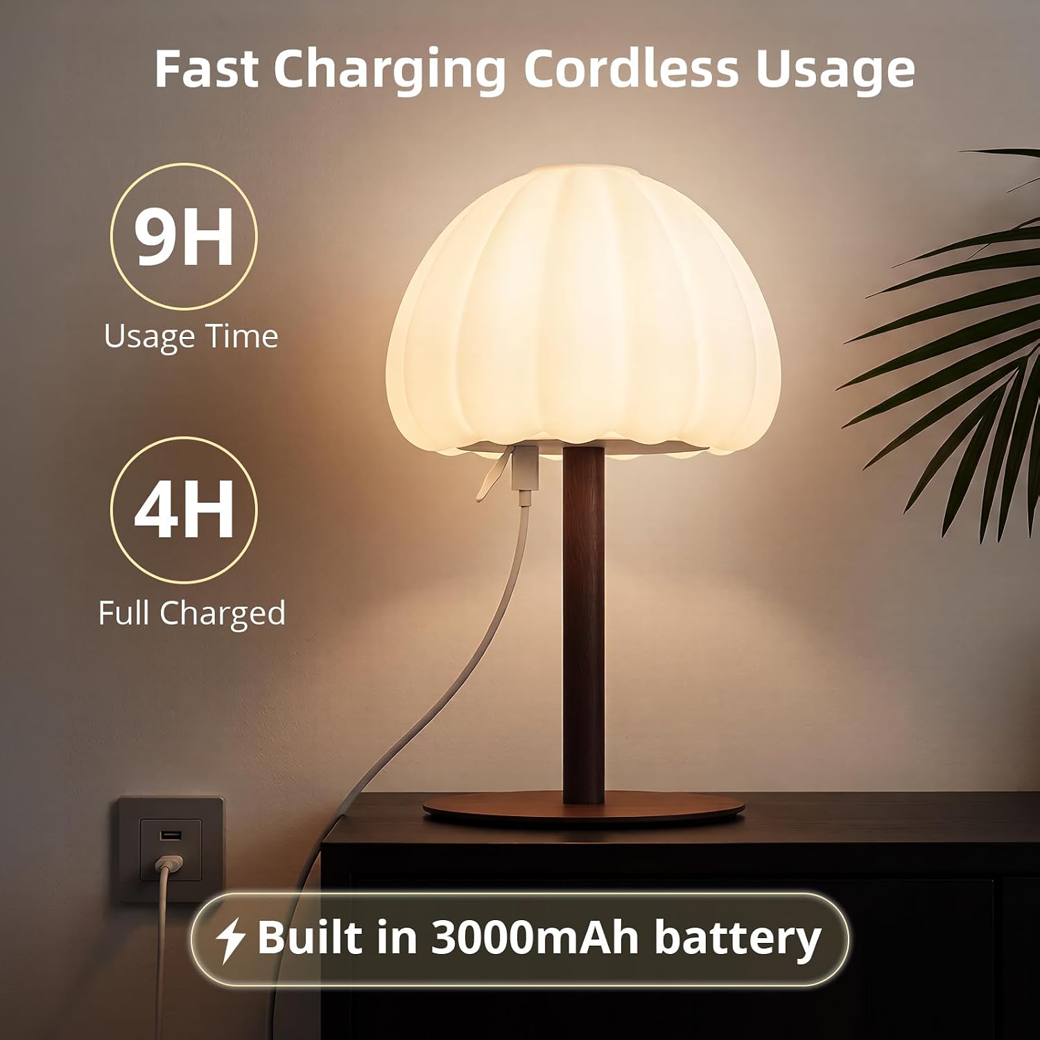 Hifree Rechargeable Waterproof Shower Lamp, IP65 Cordless Touch Dimmable Small Desk Light for Inside Shower, 4500mAh Battery Operated…