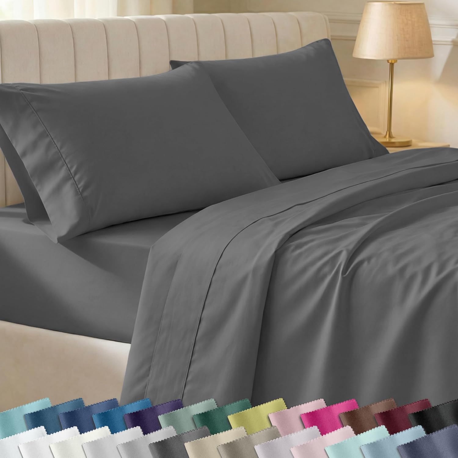 CaliforniaDesignDen California Design Den Soft 100% Cotton King Sheet Set, 400 Thread Count Good Housekeeping Award Winner, Silky Smooth Sa…