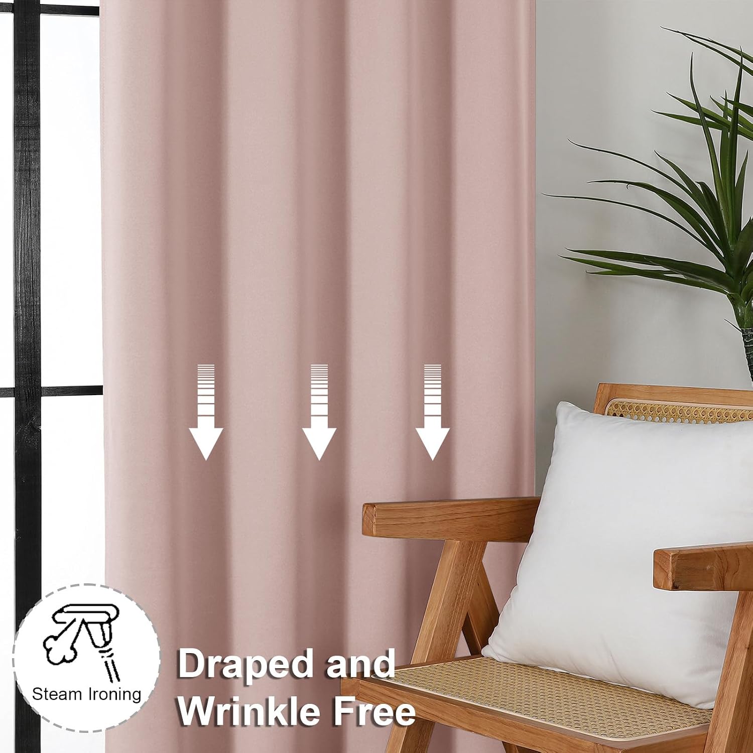 Simplebrand Ava Blush Blackout Curtains for Bedroom 84 Inch Length 2 Panels Set, Solid Thermal Insulated Privacy Nursery Window Treatment C…