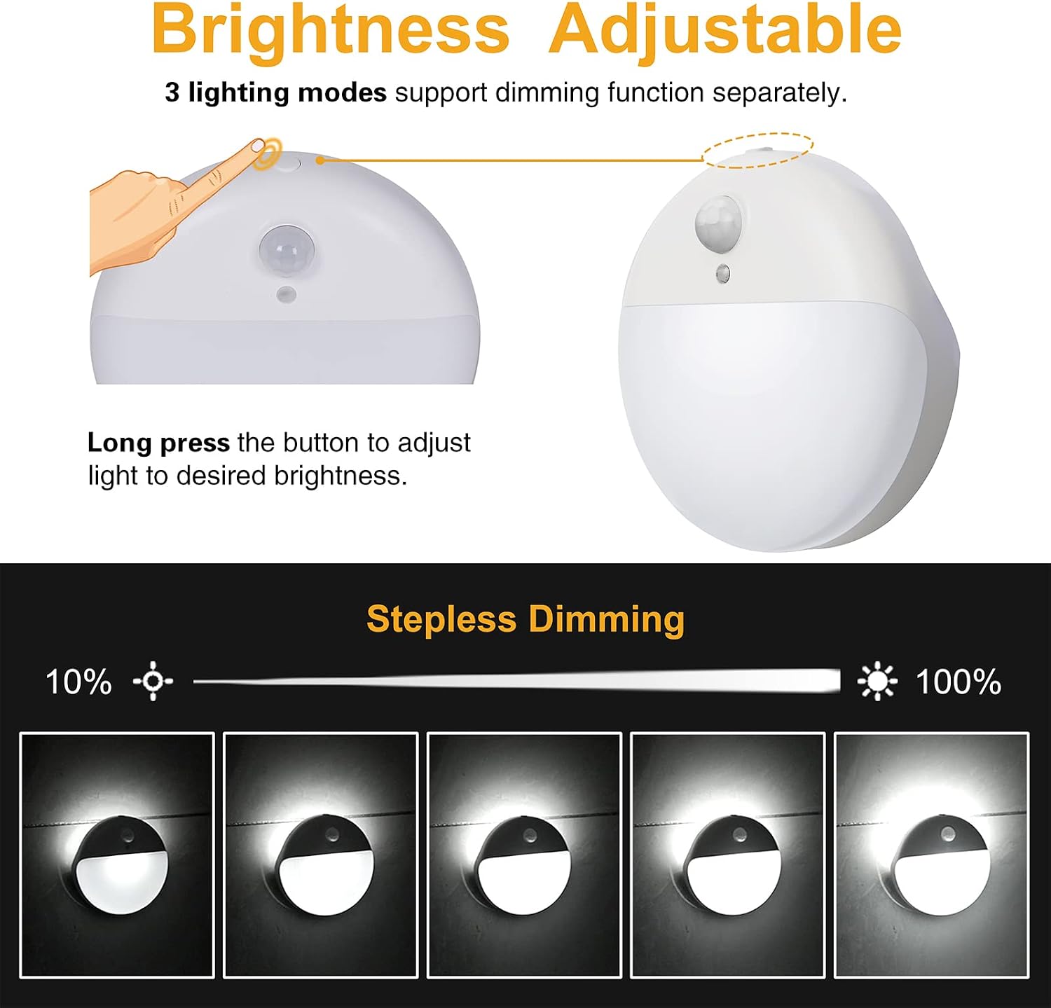 YUNLEX 2 Pack Battery Night Light, Toilet Lights, 2.6" Small Motion Senor Light, Stick on Lights, 3 Light Modes, Dimmable LED Nightlight…
