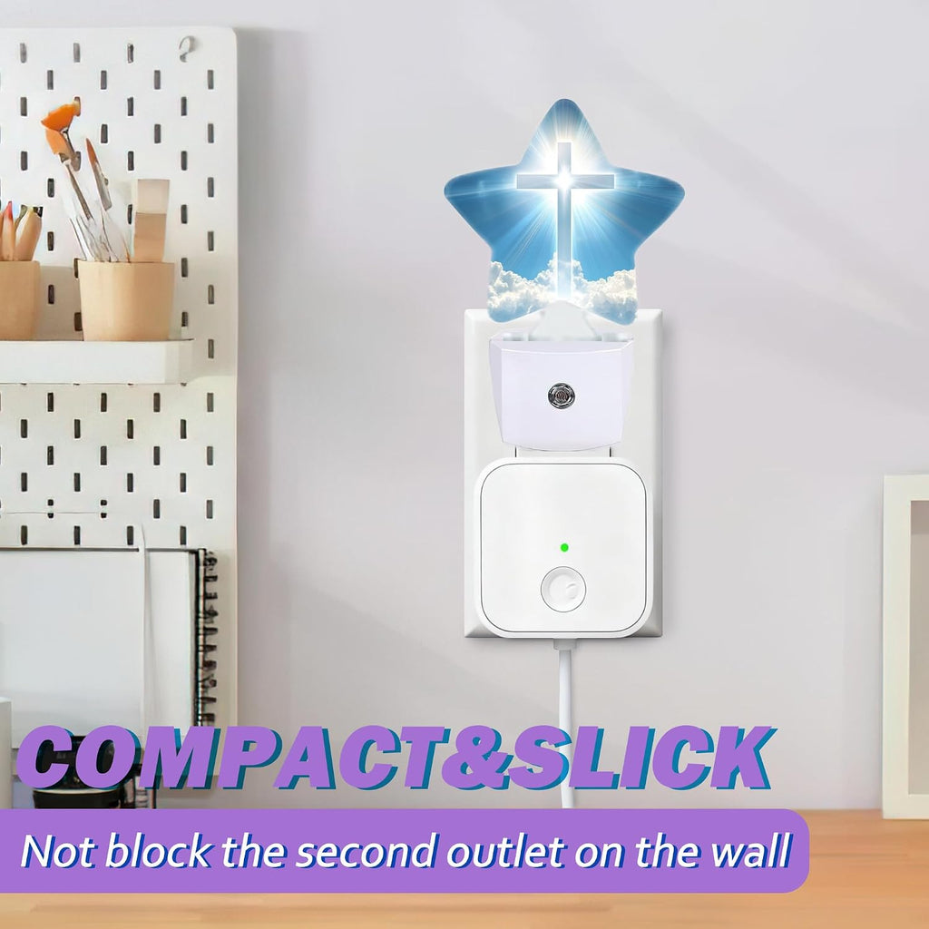 Energy Efficient Nightlights Plug in Wall, Glitter Cross Night Light for Kids Bedroom Decorative, Blue Sky Cloud Dusk-to-Dawn Sensor…