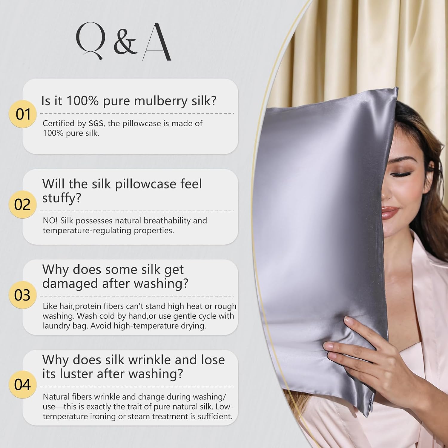 ZIMASILK 100% Pure Mulberry Silk Pillow Cases for Hair and Skin, Soft, Hypoallergenic & Smooth, Both Sides Grade 6A Silk, with Hidden…