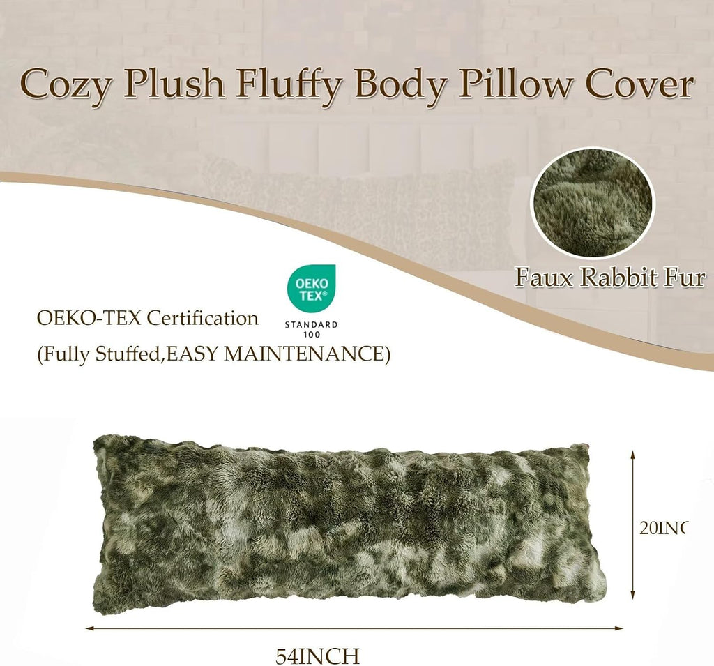 20"x54"Luxury Shaggy Faux Fur Body Pillow Cover, Bubble Fluffy Plush Bed Body Pillowcase with Zipper Closure, Plush Long Pillow Cover for…