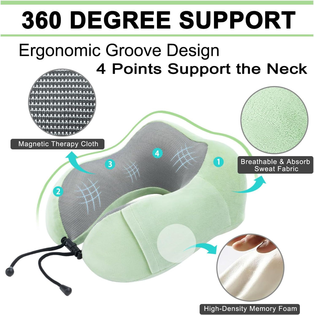 urnexttour Travel Pillow and Blanket Set Neck Pillows Soft Blankets with Sleep Mask Travel Essentials for Airplane Car Memory Foam Sage…
