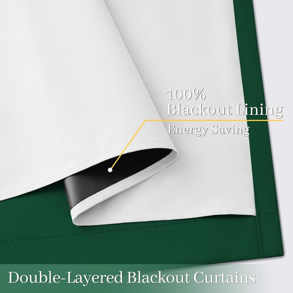 Yakamok 100% Blackout Curtain Panels 63 inches Cold and Light Blocking Drapes for Nursery, 2 Thick Layers Thermal Insulated Draperies (2 Pi…