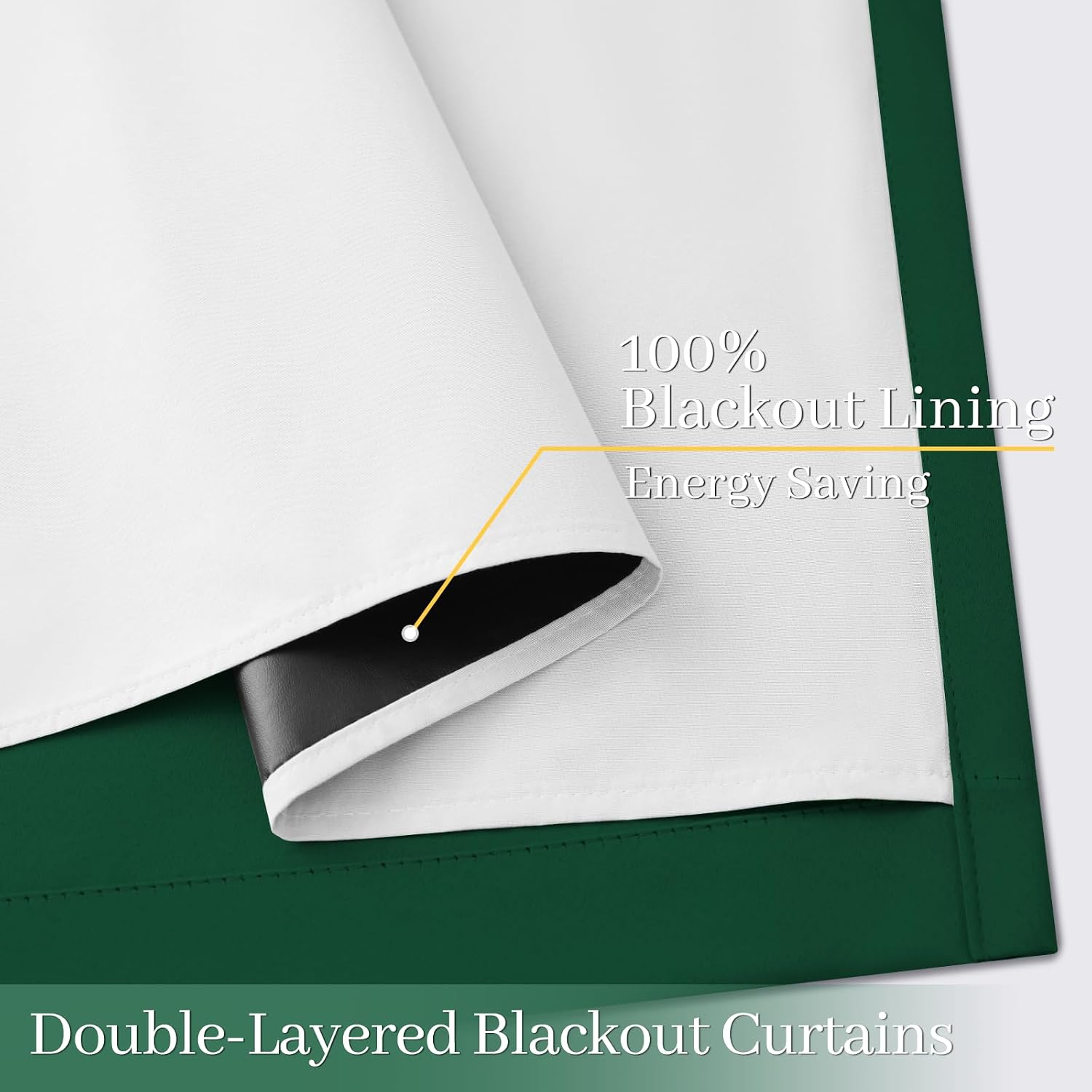 Yakamok 100% Blackout Curtain Panels 63 inches Cold and Light Blocking Drapes for Nursery, 2 Thick Layers Thermal Insulated Draperies (2 Pi…