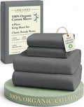 LaneLinen LANE LINEN 100% Organic Cotton Sheets King Size Machine Washable Fully Elasticized Soft & Comfy Mercerized Sustainably Produced A…
