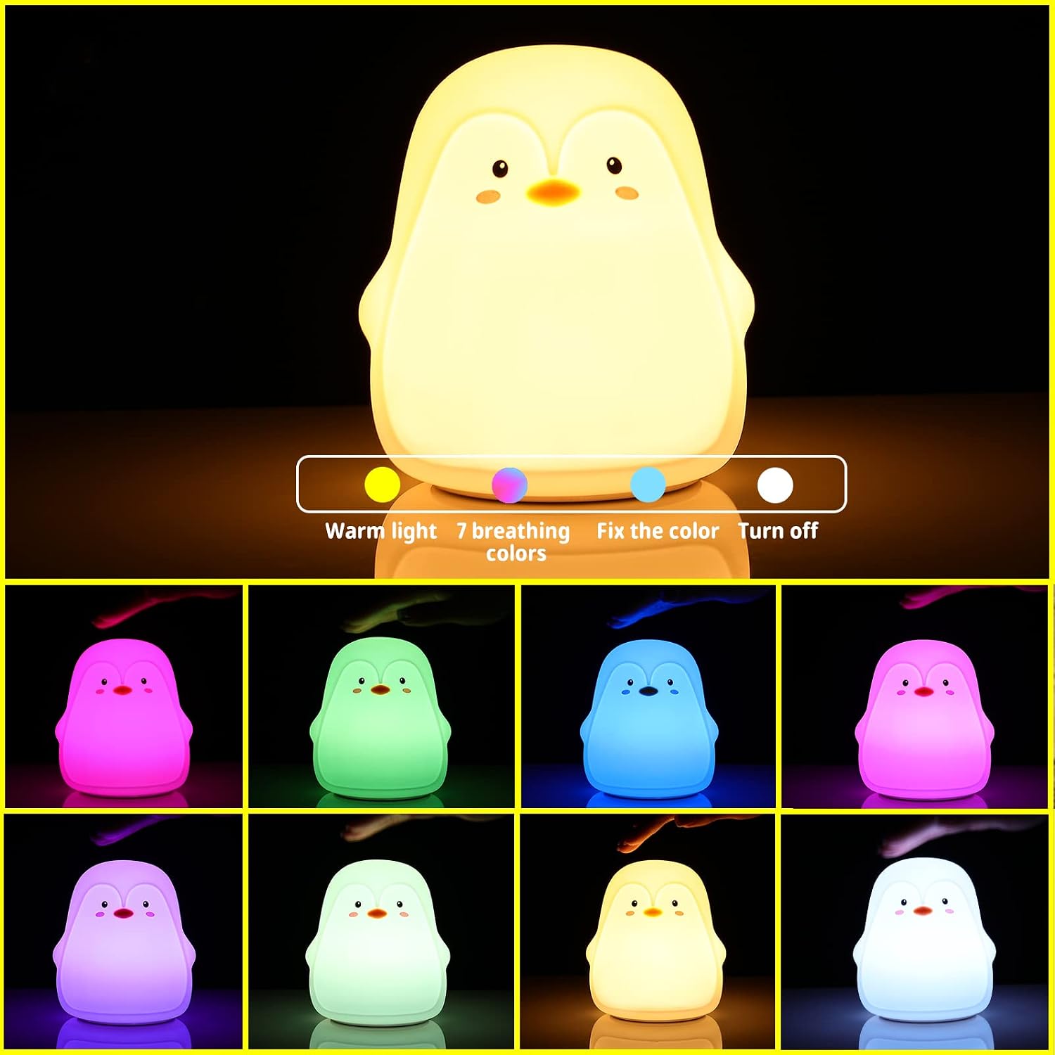 CuteDesignHighQuality LOVERUIS Baby Night Lights Pudgy Penguins 7 Colors Night Light for Baby Nursery 3 Hours Timer Cute Night Light Gift K…