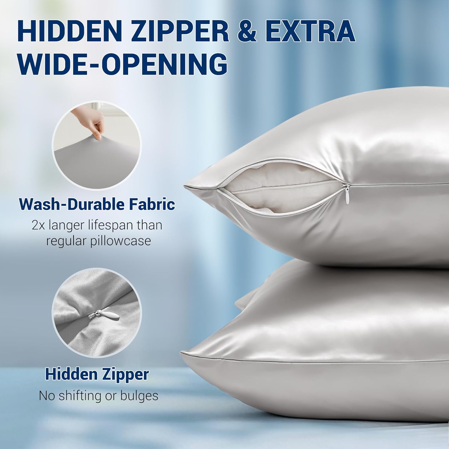 Luxear Cooling Pillow Cases for Hot Sleepers, Double-Sided Upgraded Arc-Chill Q-Max > 0.5 Cooling Satin Pillowcase, Silky Soft, Hair & Skin…