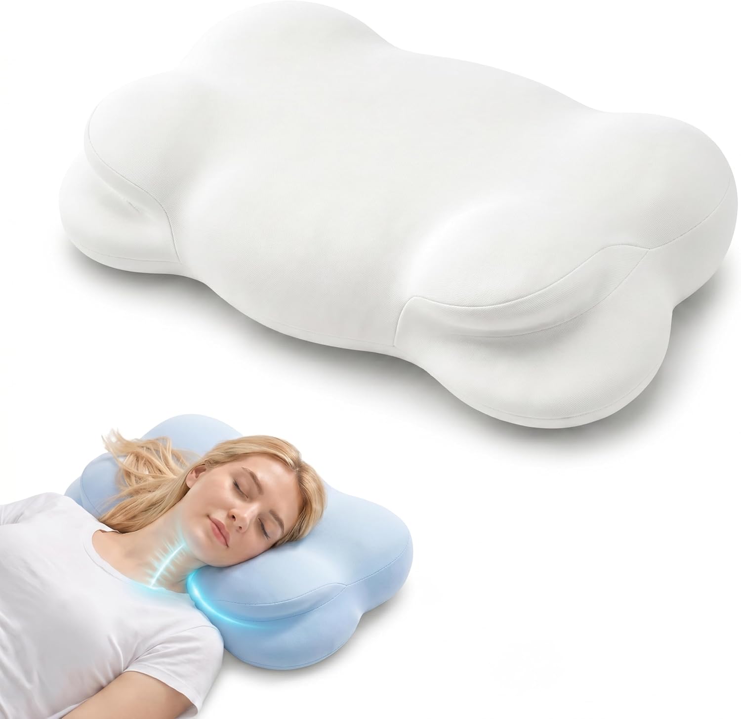 Klxxujk Cloud Pillow, Ergonomic Memory Foam Pillow, Stable Support for Cervical Neck, Cooling Breathable Pillowcase, Cervical Neck for Side,…