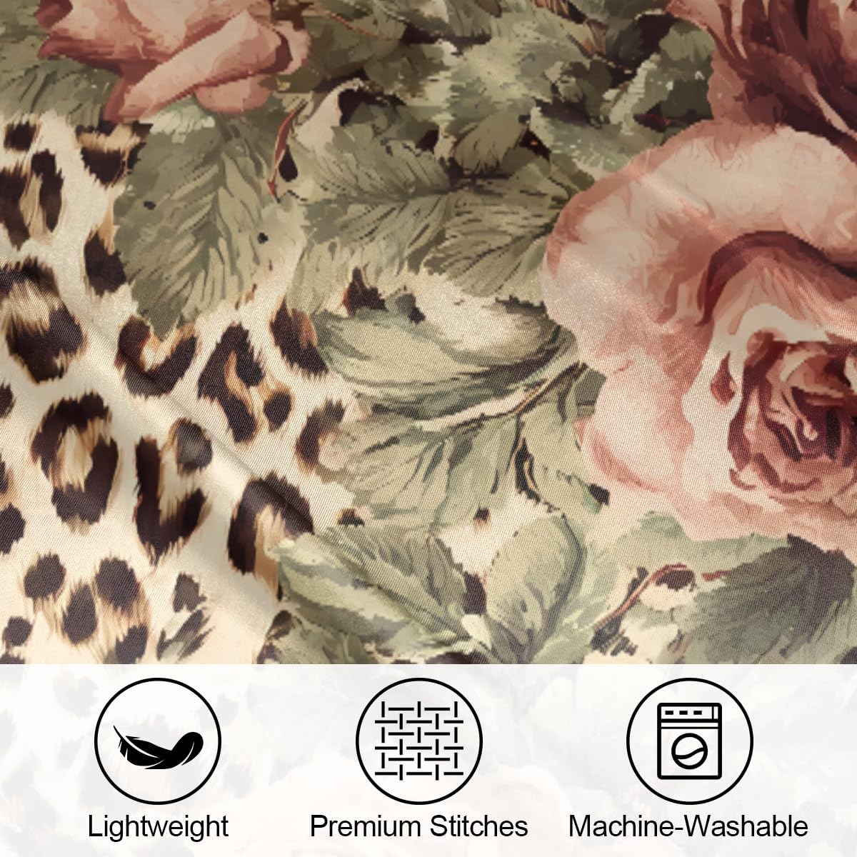 Satin Pillowcase for Hair and Skin, Standard Size Animal Tiger Leopard Print Rose Flower Decorative Pillow Sham with Envelope Closure…
