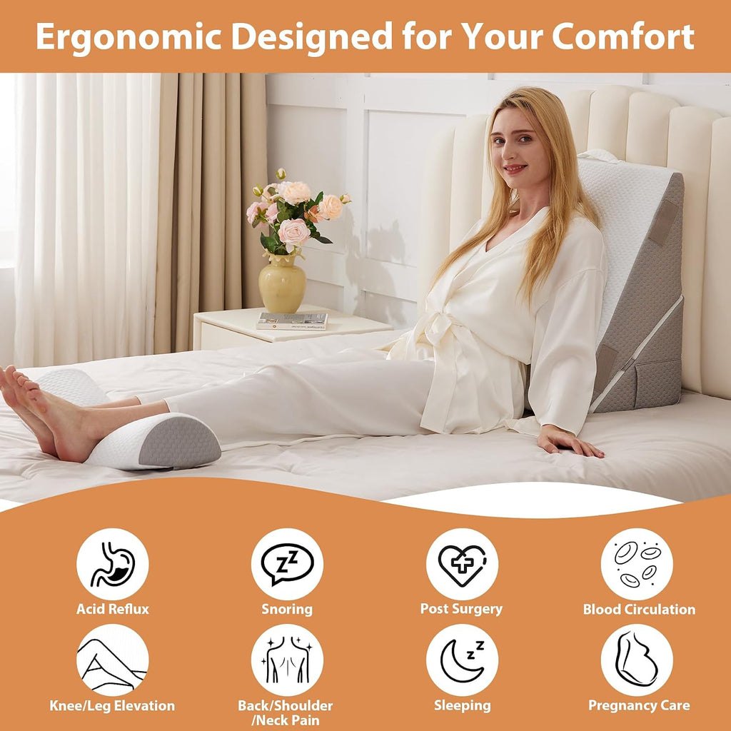 EnjoyaBetterLifeFromHere BIEEZZK Wedge Pillow Set for After Surgery, Wedge Pillow for Acid Reflux, Bed Wedge Pillow with Adjustable 9&12inc…