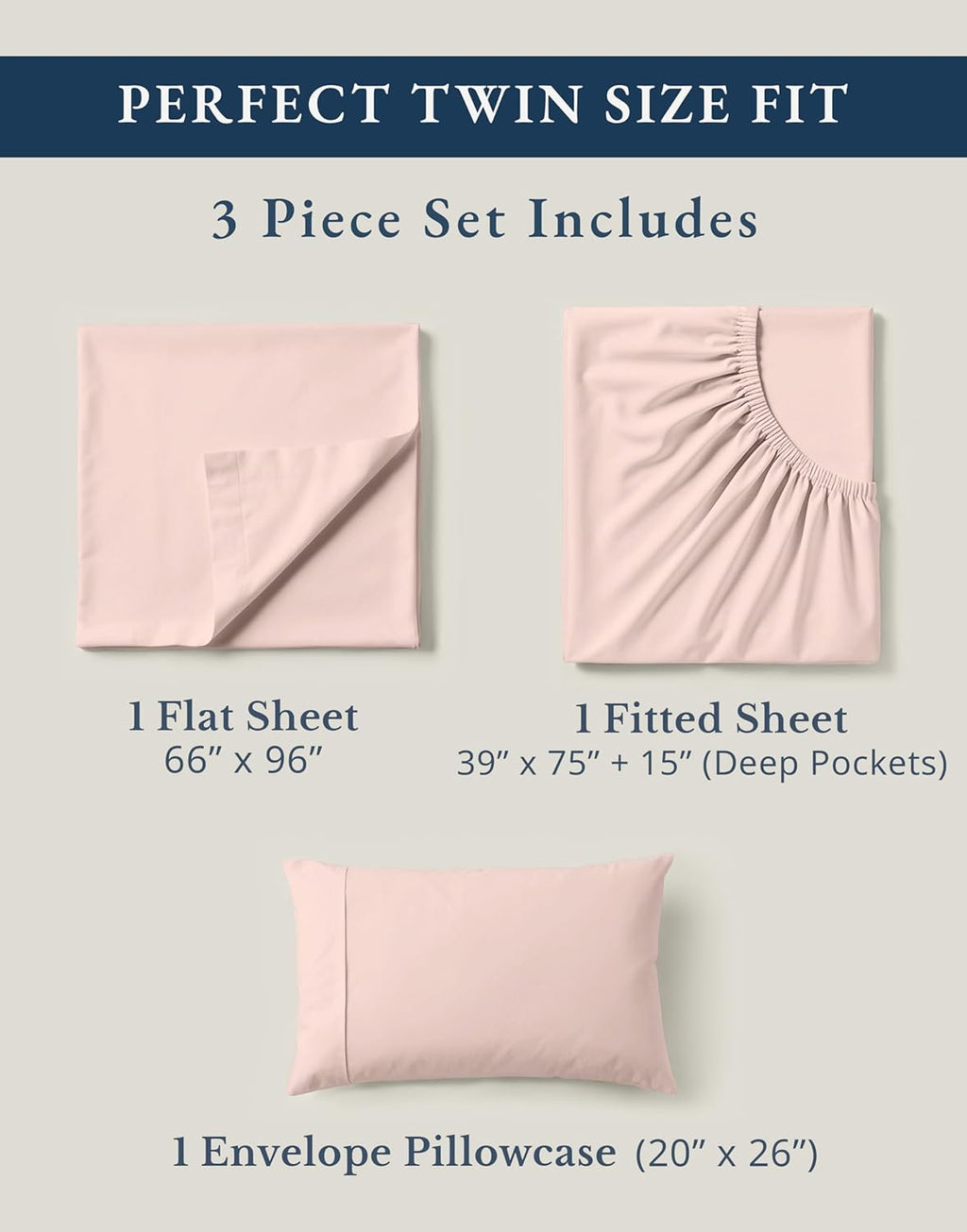 LaneLinen LANE LINEN reusable 100% Organic Cotton Twin Sheet Set, Hotel Quality Bedding Sheets & Pillowcases Set Twin Size, Soft & Comf…