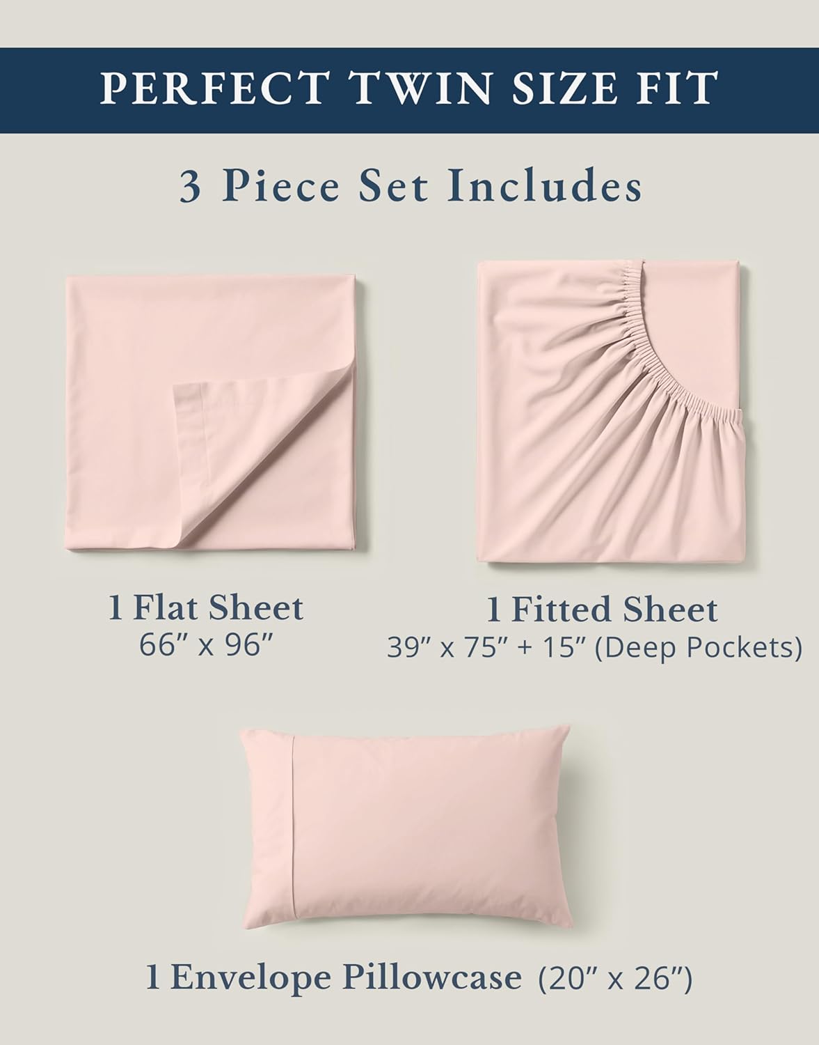 LaneLinen LANE LINEN reusable 100% Organic Cotton Twin Sheet Set, Hotel Quality Bedding Sheets & Pillowcases Set Twin Size, Soft & Comf…