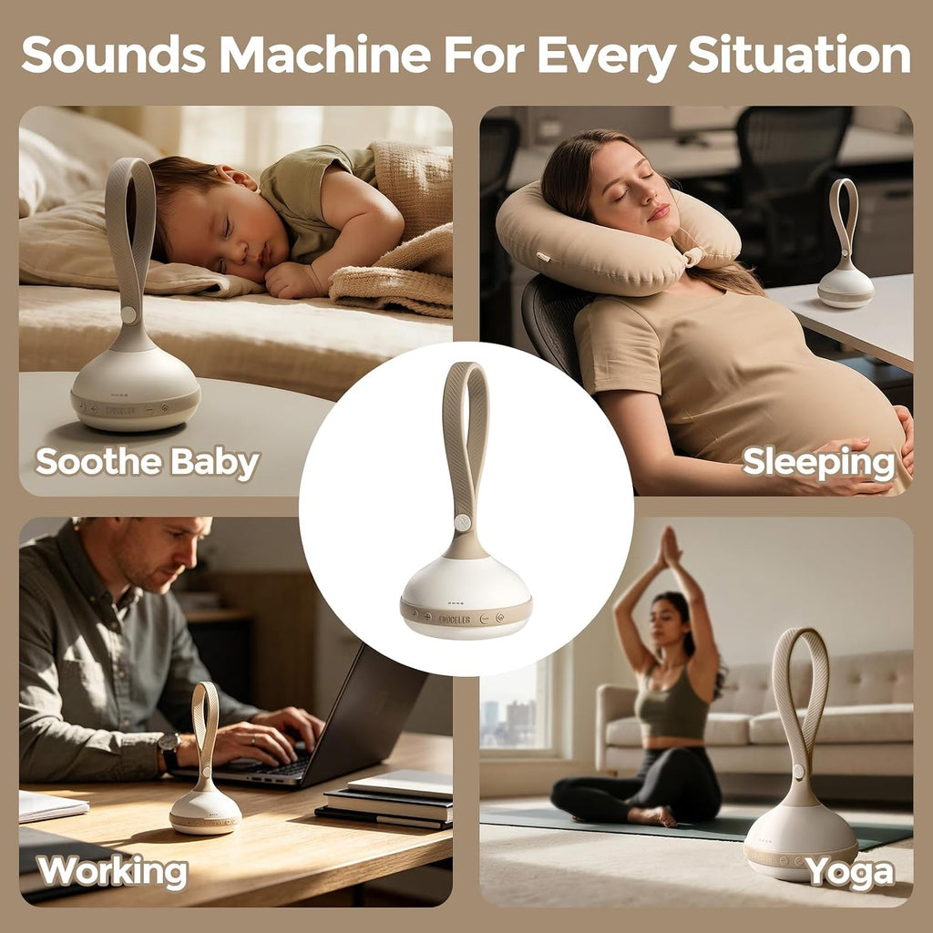 EVOCELER Portable White Noise Sound Machine for Baby Adult with 9 Soothing Sound Memory Function, 64h Powerful Battery for Home Travel…