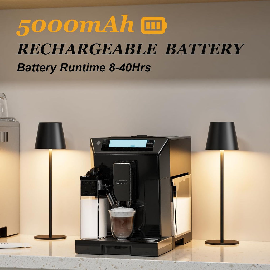 Kakanuo Cordless Table Lamp Rechargeable Black - KK 2 Pack 5000mAH Battery Operated Lamp for Counter, 3 Color Stepless Dimming Wireless…