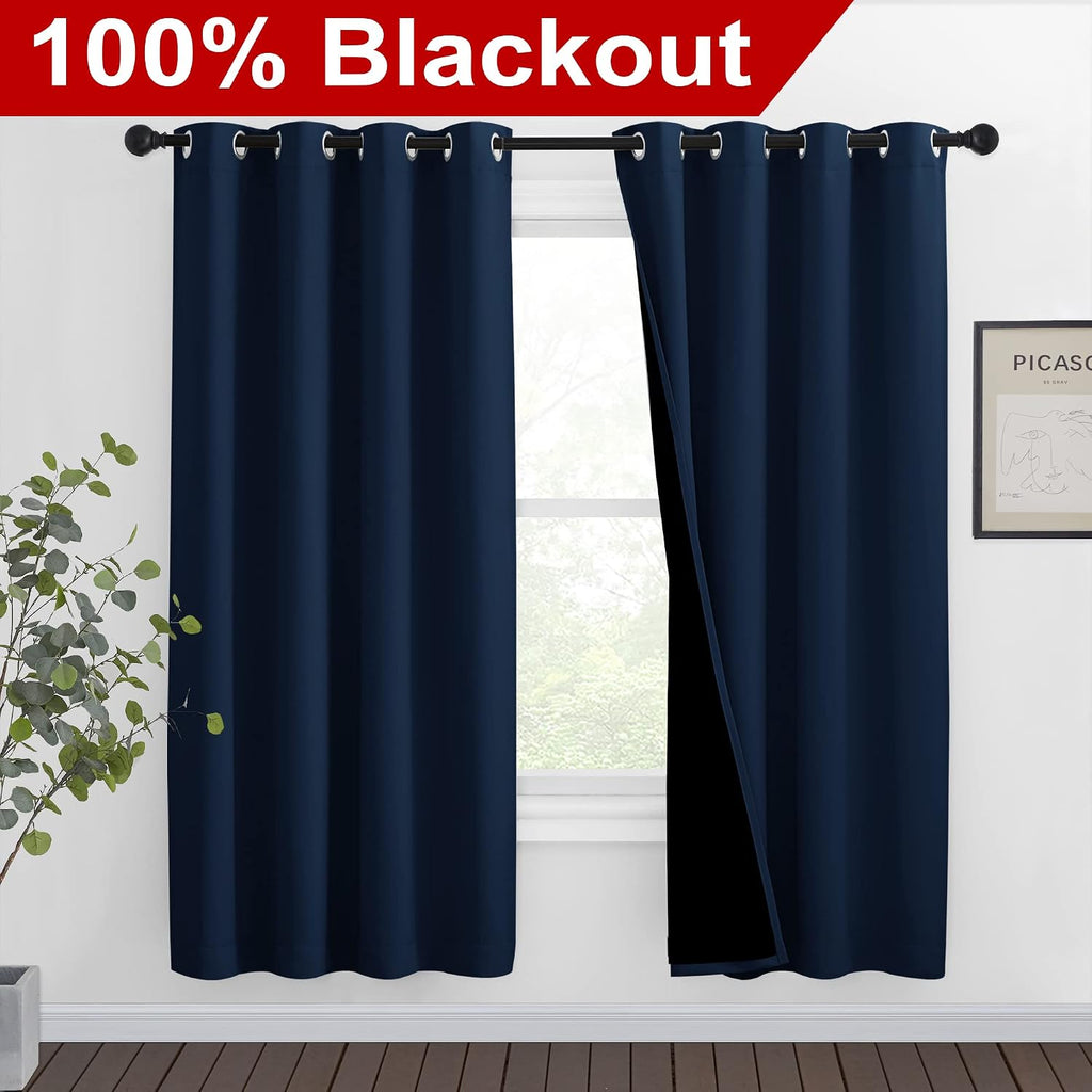 Nicetown Complete 100% Blackout Curtain Set, Thermal Insulated & Energy Efficiency Window Draperies for Guest Room, Full Shading Panels for…