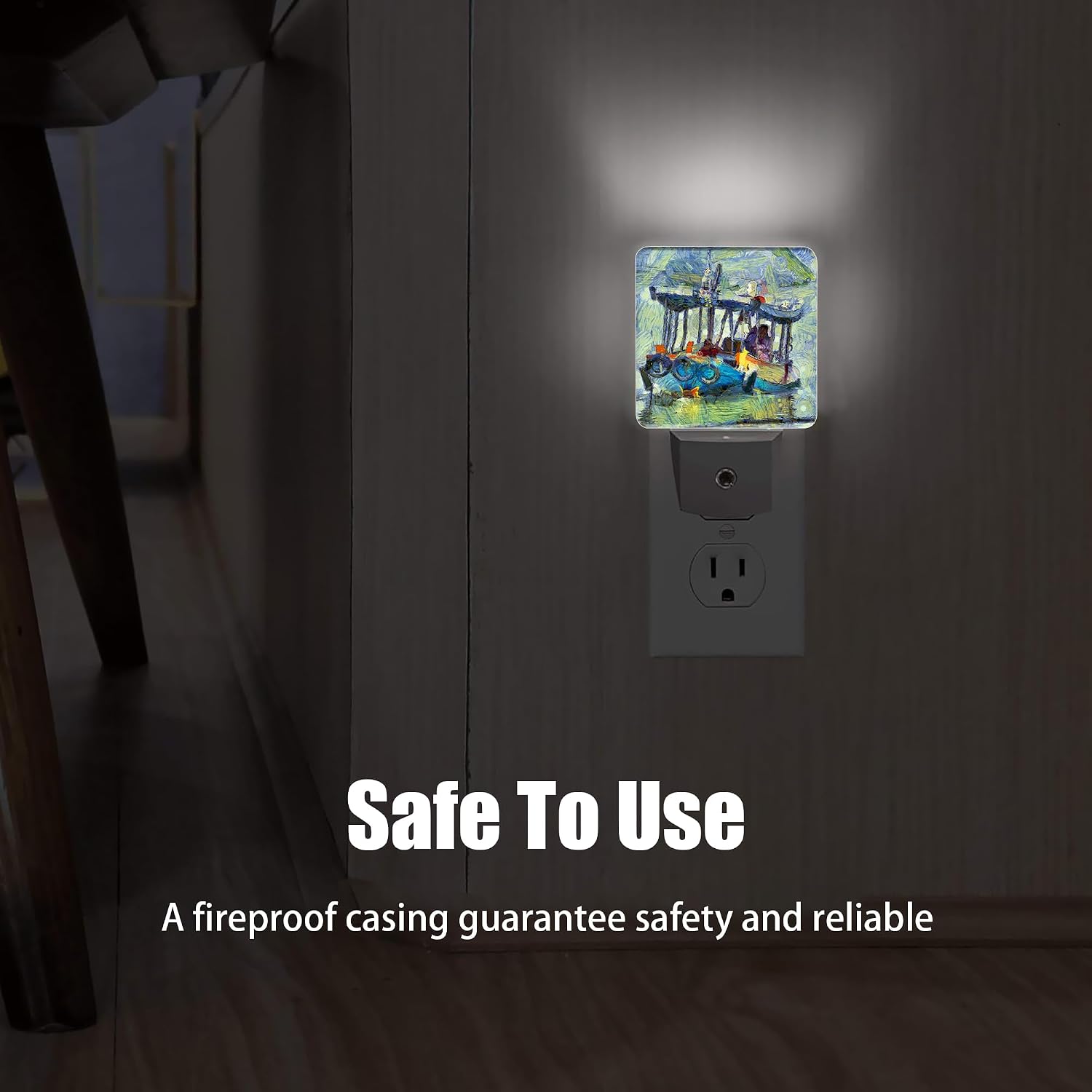 Retro Country Riverside Night Light Plug in Wall Lamp Smart Dusk to Dawn Sensor for Home Decorative, Kids Room Bedroom Bathroom Kitchen…