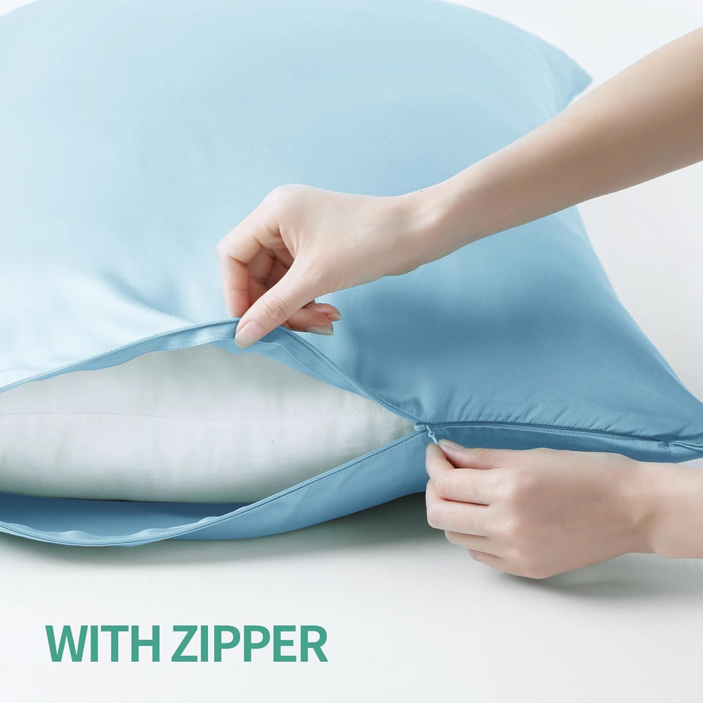 4-Pack Bamboo Viscose Zippered Pillow Cases Standard Size, 400 Thread Count Cooling Pillow Protectors for Hot Sleepers, Luxurious Hotel…