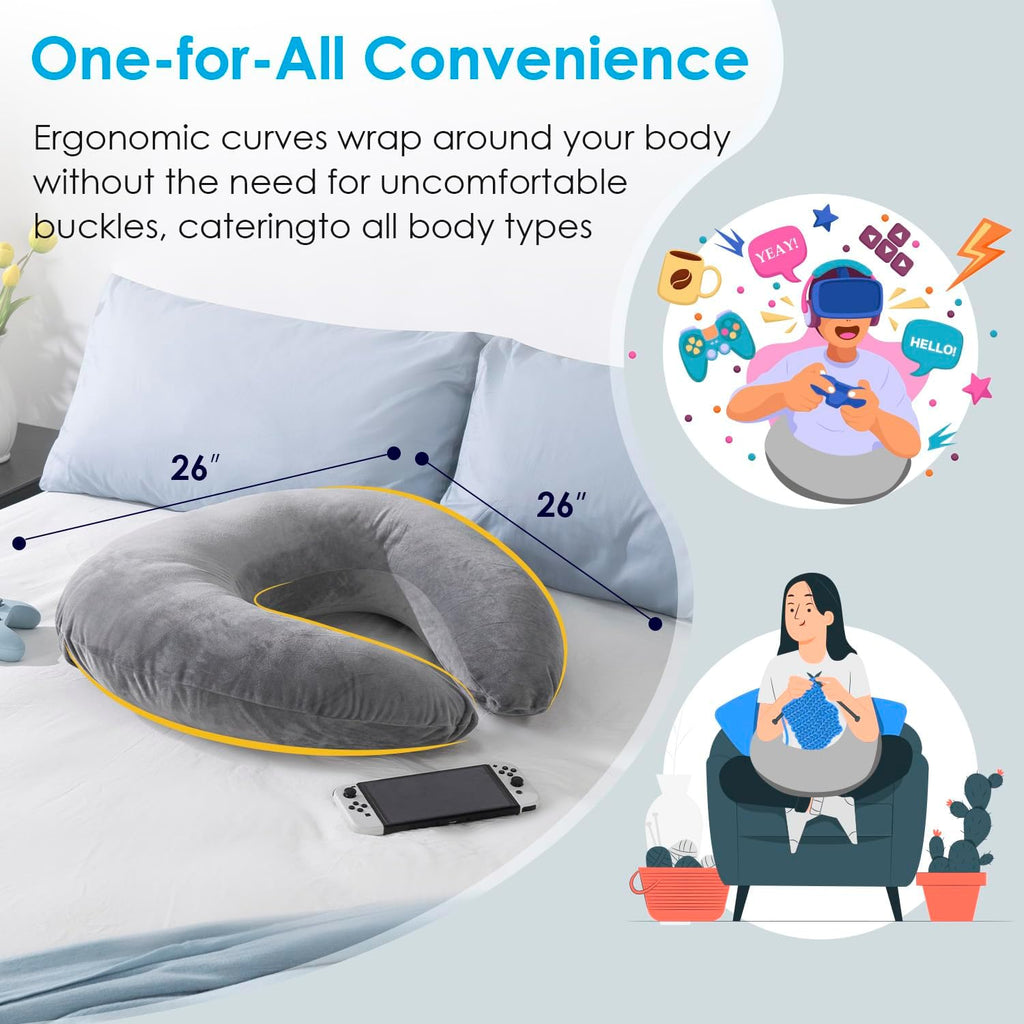 Queenrose QUEEN ROSE Reading Pillow, Gaming Pillow for Lap Replacement Cover, Soft Velvet Grey Grey