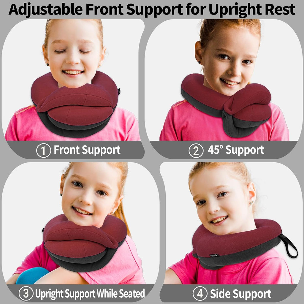 BUYUE Kids Travel Pillows for Airplane, Memory Foam 360° Head Support Sleeping Essentials for Long Flight, Skin-Friendly Soft Neck Pillow…