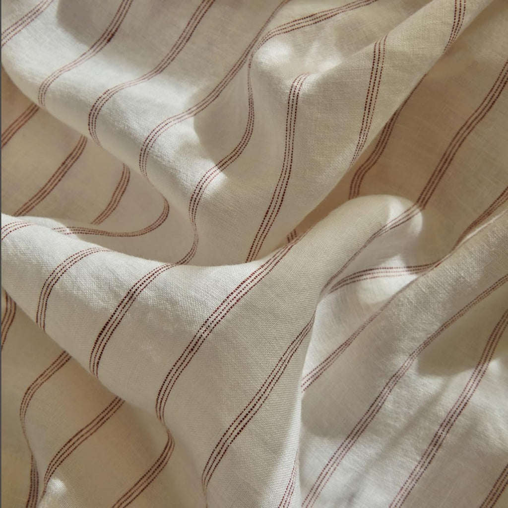 mixinni Striped Duvet Cover Set Queen Size, 3 Piece Cotton Linen Blend Bedding Set, Vintage Stripe Comforter Cover with Pillowcases, Soft B…