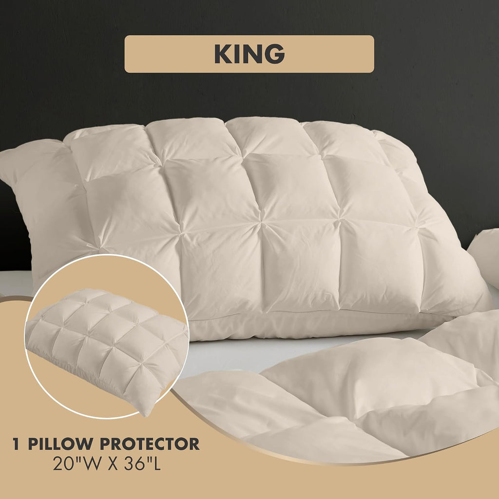 Madisonpark Madison Park King Pillowcase Puffy Pillow Protector Overfilled High Desity Fill Pillow Cover, 3D Puff Quilted Microfiber Fluffy…