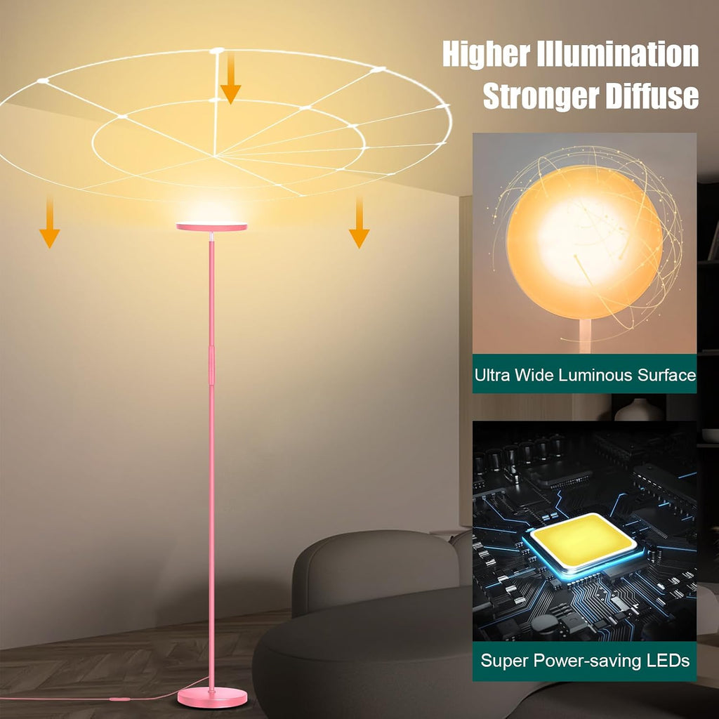 Mukuxin Floor Lamp, Upgraded 40W 4000LM Super Bright Torchiere LED Floor Lamps for Living Room, Stepless Dimmable Color Temperature 2700K-6…