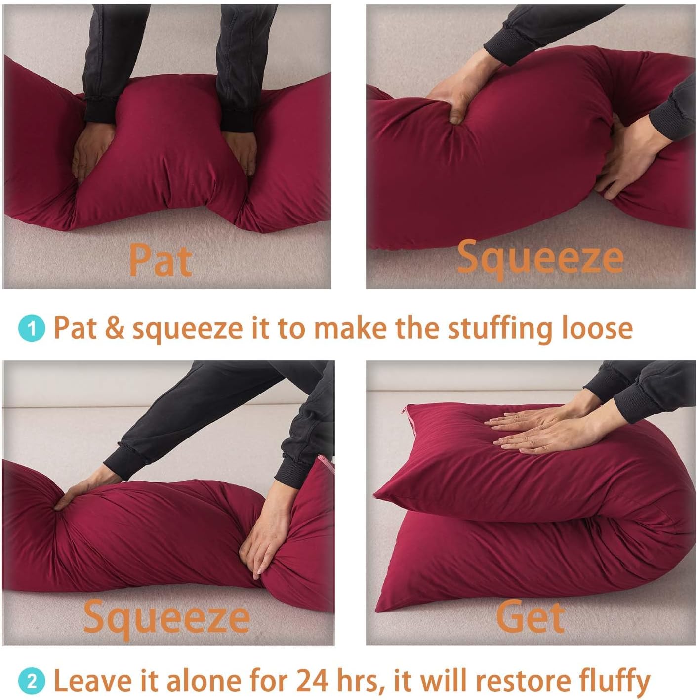 WhatsBedding Memory Foam Body Pillow with Breathable Zippered Cotton Cover, Full Body Pillow for Adults, Long Pillow for Sleeping, Firm Pil…