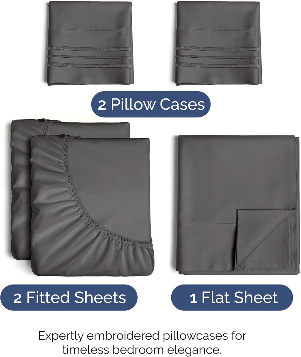 Split King Size 5 Piece Sheet Set - Comfy Breathable & Cooling Sheets - Hotel Luxury Bed Sheets for Women & Men - Deep Pockets, Easy-Fit…