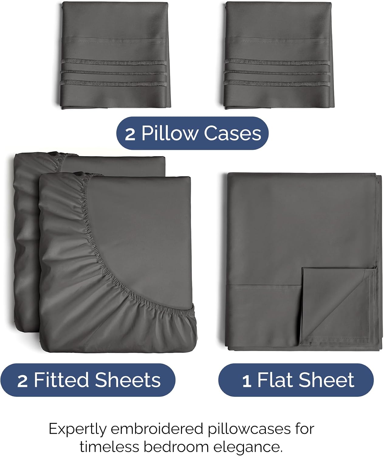 Split King Size 5 Piece Sheet Set - Comfy Breathable & Cooling Sheets - Hotel Luxury Bed Sheets for Women & Men - Deep Pockets, Easy-Fit…