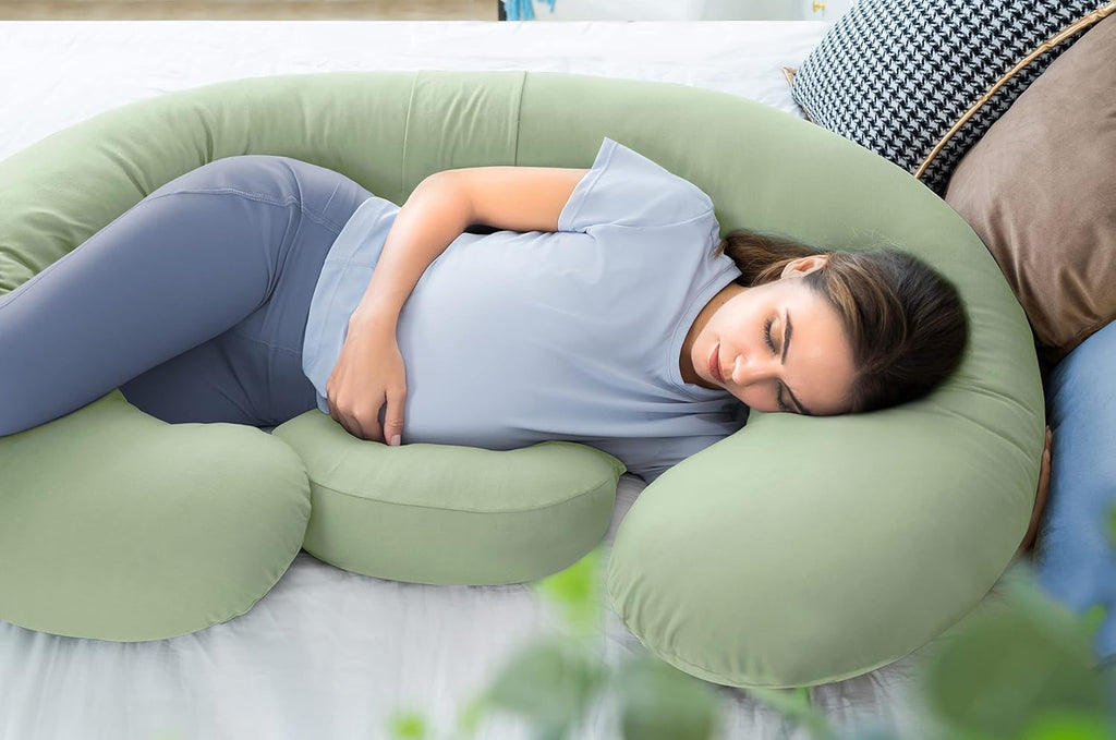 Queenrose QUEEN ROSE Cooling Pregnancy Pillows - E Shaped Pregnancy Pillows for Sleeping, Detachable Body Pillow for Pregnant Side Sleeper,…